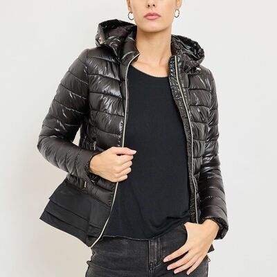 Shiny jacket with detachable hood - 1803