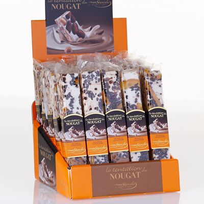 Barres de Nougat Chocolat orangettes - Présentoir (25 x 100g)