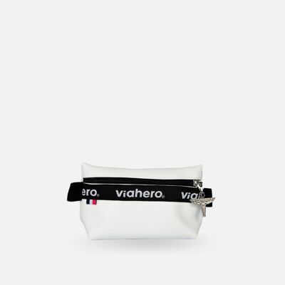 Pilotentasche | kleines weißes veganes Modell mit Reißverschluss
