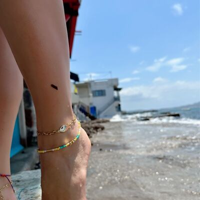 Fishtale Ankle Bracelet, Beach Anklet, Beaded Anklet, Gold Chain Anklet, Summer Anklet, Summer Bracelet, Gift for Her.