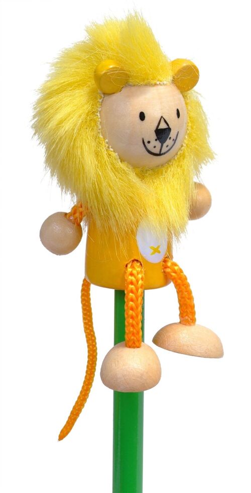 Lion Pencil - with wood and material pencil topper