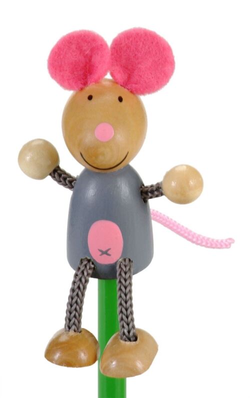 Mouse Pencil - with wood and material pencil topper