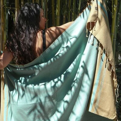 ORGANIC COTTON FOUTA - SAND Collection - AQUASKY color