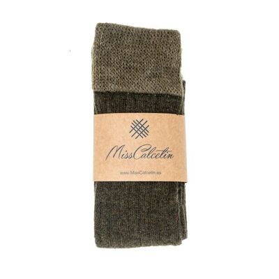 Miss Brown-Brown Wool High Cane Sock