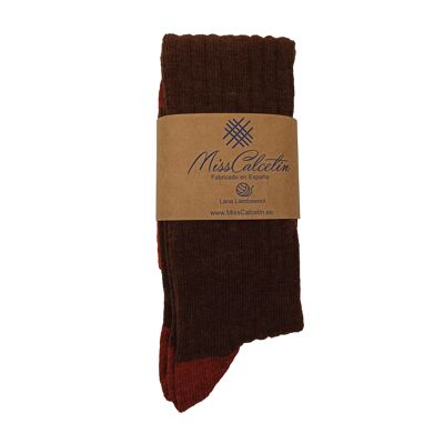 Miss Brown-Tile Wool High Cane Sock