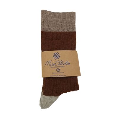 Miss Brown-Beige Wool Low Cane Sock