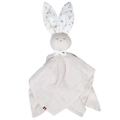 Doudou plat Lapin personnalisable, Sidonia, Fabriqué en France