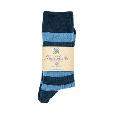MissLow Cane Striped Wool Sock Light Blue-Navy