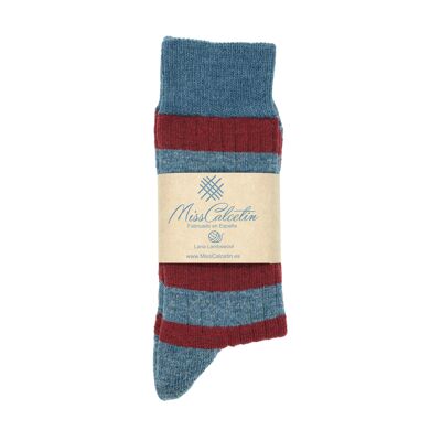 Miss Bordeaux Striped Wool Low Cane Sock-Hôtesse de l'air