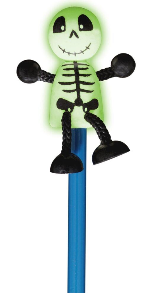 Skeleton Glow in the Dark Pencil - with wood and material pencil topper