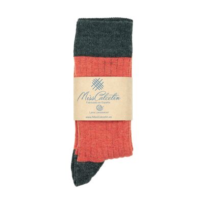 Niedrige Cane-Socke aus Wolle in Korallengrau von Miss