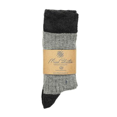 Niedrige Cane-Socke aus hellgrau-dunkelgrauer Wolle von Miss