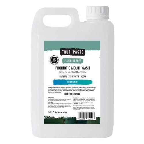 Strong Mint Probiotic Mouthwash (fluoride free)- 5 litre refill