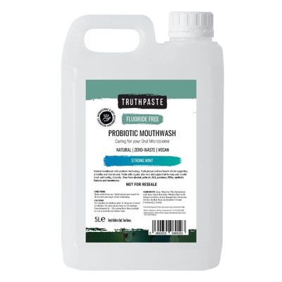 Starkes probiotisches Mundwasser mit Minze (fluoridfrei) – 5-Liter-Nachfüllung