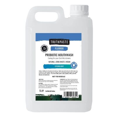 Starkes probiotisches Mundwasser mit Minze (mit Fluorid), 5-Liter-Nachfüllpackung