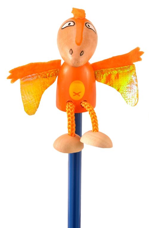 Pterodactyl Pencil - with wood and material pencil topper