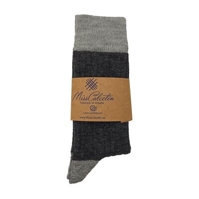 Niedrige Cane-Socken aus dunkelgrau-hellgrauer Wolle von Miss