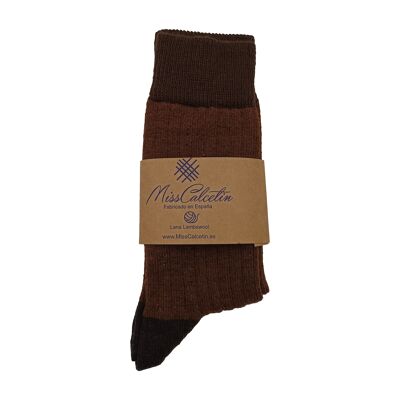 Miss Brown-Brown Wool Low Cane Sock