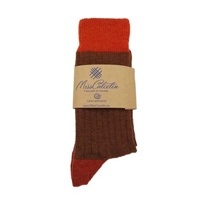 Miss Brown-Tile Wool Low Cane Socke