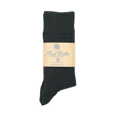 Niedrige Cane-Socke aus schwarzer Wolle von Miss Schwarz
