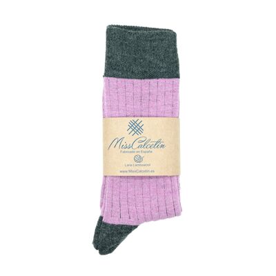 MissPink-Grey Wool Low Cane Sock