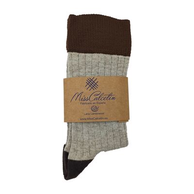 Miss Beige-Brown Wool Low Cane Sock