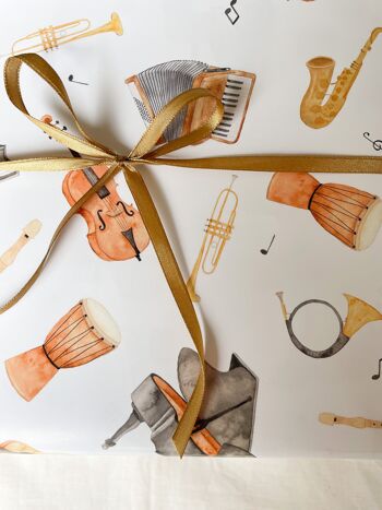 Papier d'emballage "Instruments" | Din A2 | musique | guitare | piano | arc | arcs | Illustration | collage | motif || COEUR & PAPIER 6