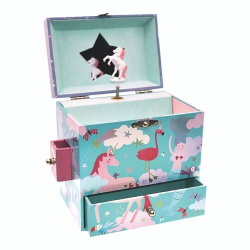 43P6386 Musical jewellery box with 3 drawers - fantasy