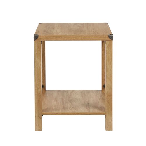 Rustic Style Bedside Table Storage Side Table with Metal Feature in Wood-Effect