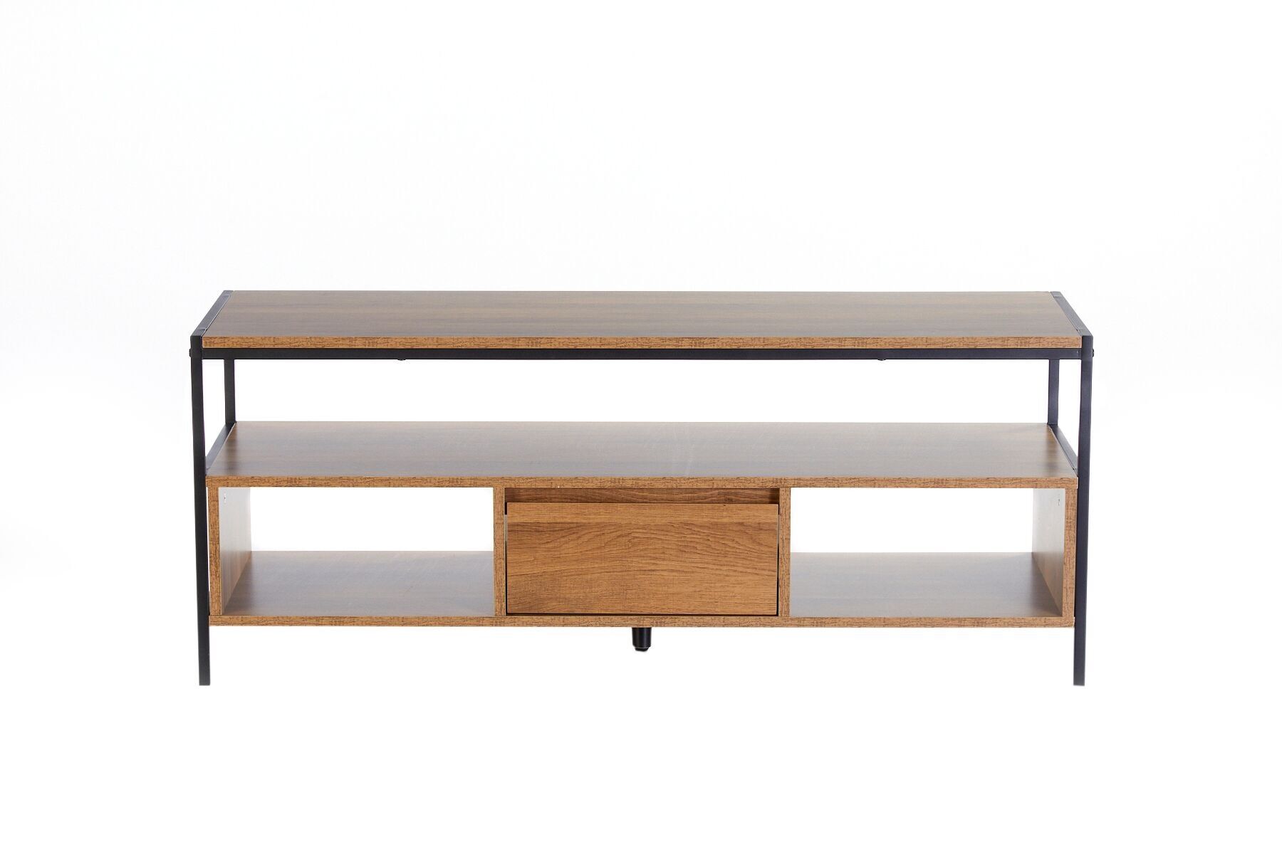 Meuble TV Effet Bois avec Structure en Métal