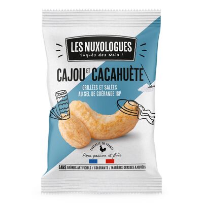 Noix de cajou & Cacahuètes grillées et salées au sel de Guérande 110G