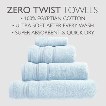 Serviettes de luxe en coton égyptien Zero Twist - Bleu bébé 3