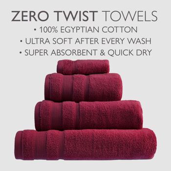 Serviettes de luxe en coton égyptien Zero Twist - Betterave 3