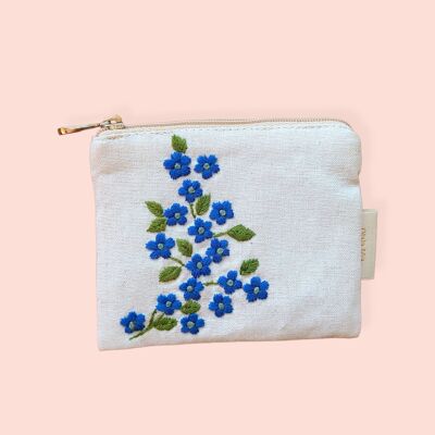 hand embroidered floral botanical purse - nature 2