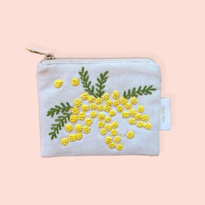 hand embroidered floral botanical purse - nature 1