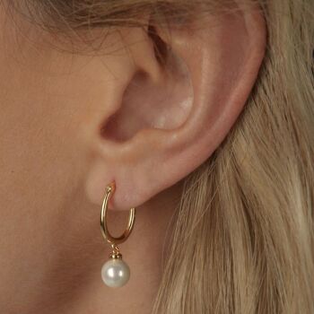 Bora Bora Boucles d'oreilles créoles pendantes avec perles baroques de culture d'eau douce Or 18 carats sur argent sterling 2