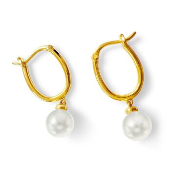 Bora Bora Boucles d'oreilles créoles pendantes avec perles baroques de culture d'eau douce Or 18 carats sur argent sterling 5