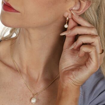 Bora Bora Boucles d'oreilles créoles pendantes avec perles baroques de culture d'eau douce Or 18 carats sur argent sterling 7