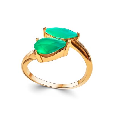 Chloé Green Onyx Marquise x Pear Verstellbarer Ring Gold Vermeil
