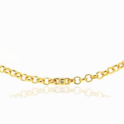 Collier Chicago Belcher Rolo Chain en Or Vermeil 18 Carats avec Zircone