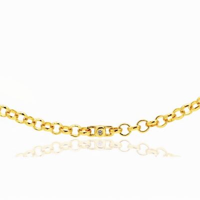 Chicago Belcher Rolo Chain 18ct Gold Vermeil Necklace with Zirconia