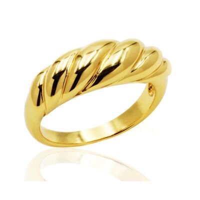 Croissant Dome Twisted Statement Ring aus 18 Karat Gold auf Sterlingsilber