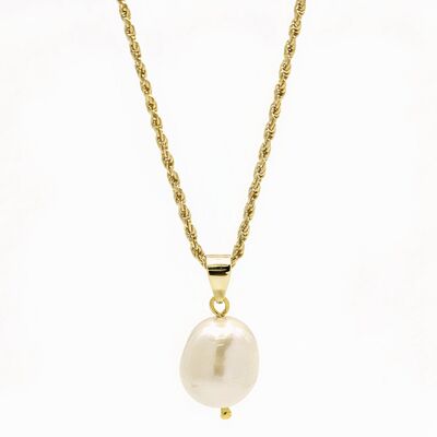 Power Pearl Collana con pendente a goccia di perle barocche coltivate d'acqua dolce oro 14 carati su argento sterling