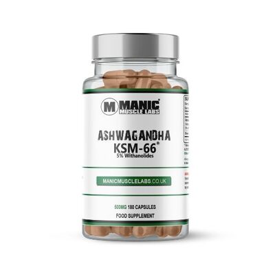 Organic Ashwagandha KSM-66 500mg 5% Withanolides 180 Vegan Capsules