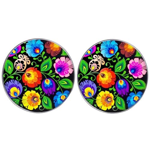 Multi-Colour Flower Cufflinks