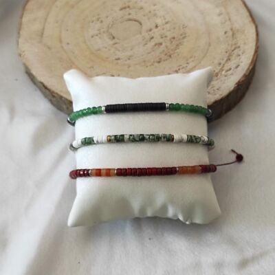 lot of 3 natural stone cord bracelets 4mm