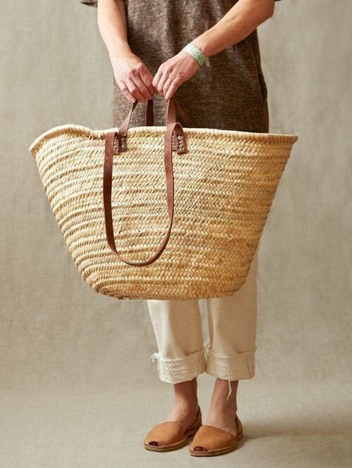 STRAW BAG Handmade with leather