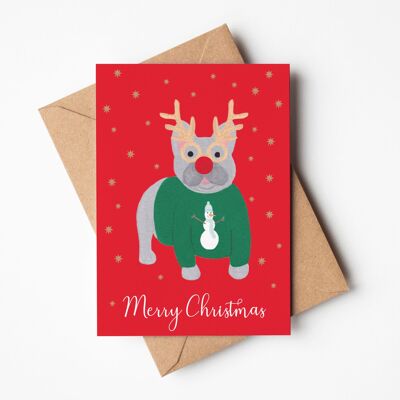 Cartolina di Natale del Bulldog francese