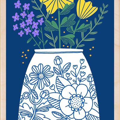 Wooden Postcard SPRING FLOWERS Card