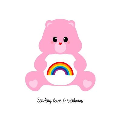 Cartolina Care Bear Care Bear Invio di amore e arcobaleni